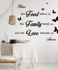 Kitchen wall decal set of 3 quote sticker sheets for dining room decor bless the food before us the family beside us and the love