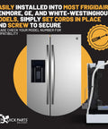Ice Maker Replacement Kit For Refrigerators Side By Side And Top Mount Models Compatible With Frigidaire GE Kenmore next to a refrigerator.