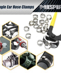 Single-ear hose clamps set by MISPIRE, 304 stainless steel, 10.3–11.8mm, 100 pcs