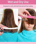 Pink Cordless Hair Trimmer Kit For Women To Snip Split Ends And Trim Bangs Or Bobs At Home With Professional Stainless Steel Blades Easy DIY Haircut Tool For Layers And Touch Ups Perfect Gift Idea, showing wet and dry hair cutting.
