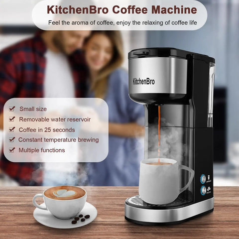 Single Serve K Cup Coffee Maker With 14 Oz Removable Water Reservoir Fast Brew Self Cleaning Function Compact Black Coffee Machine