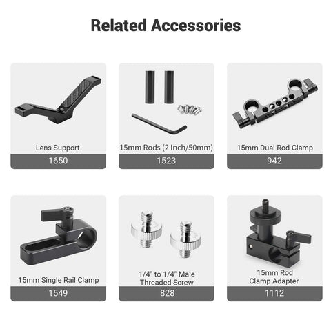 Straight Up Solid 15mm Micro Rod For Camera Rigs, 1.5 Inch Durable Aluminum Mounting Bar related accessories display image.