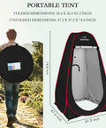 Pop Up Shower Tent For Outdoor Privacy, Tool Free Setup In A Snap shown folded and fully set up, 47.2W x 74.8H