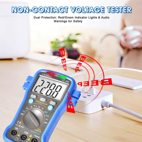 Beefy 4000-Count Auto-Ranging Digital Multimeter Kit For AC/DC Voltage Current Resistance Diodes And Battery Tests with NCV in use
