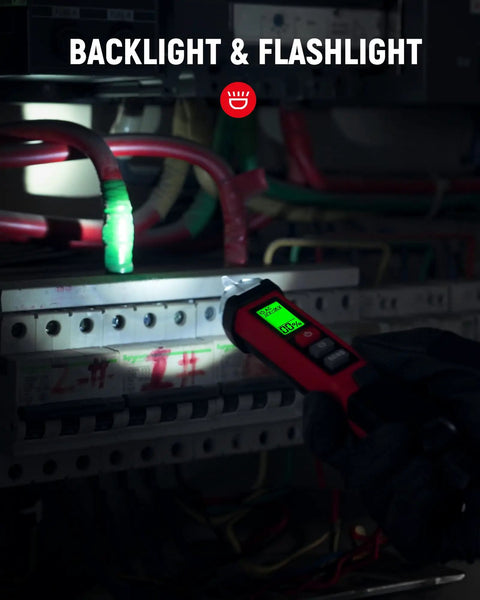 Non Contact Voltage Tester Pen With LCD Display Dual Range 12V And 70V-1000V CAT IV 1000V Safety Rating in use with wires