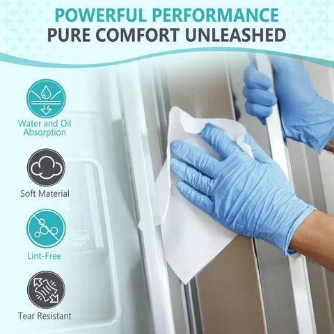 Person using Top Shelf 900 Pack Cleanroom Wipes Straight Up Lint Free Nonwoven Microfiber Disposable Cloth for cleaning.