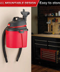 4 Gallon 4.0 Peak HP Wet Dry Shop Vacuum Grab-and-Go Portable with wall mount in garage workshop setting