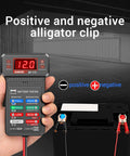 12V Car Battery Tester And Auto Voltmeter With Alternator Analyzer For Cars Trucks Motorcycles RVs ATVs SUVs Boats Yachts Mowers Golf Carts Delivers Sharp 0.01 Volt Readouts And Fast Real World Diagnostics, handheld unit with alligator clips
