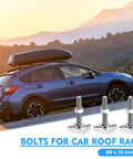 Car with roof box and 12 Pack M6 35mm T Slot Bolts With Square Heads For Roof Rack Stainless Steel Heavy Duty T Track Bolts Kit