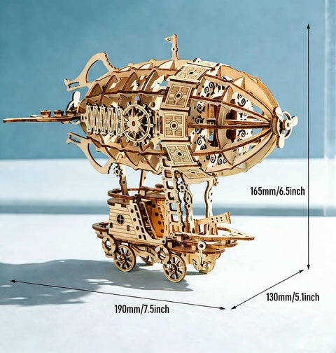 3D Wooden Airship Puzzle for Grown-Ups and Kids DIY Model Kit Brain Teaser with Laser Cut Plywood Craftsmanship display