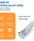 Hella Tough 16 Piece Wheel Studs Kit With Zinc Plated Finish For Polaris Ranger Sportsman RZR ACE And Utility ATVs 400 500 570 800 showing silver SCM435 alloy steel stud design.