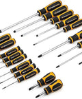 20 Piece Phillips Slotted And Torx Screwdriver Set With Dual Material Handles And Speed Zone Grip For Faster Turns Non Slip Black Oxide Tips