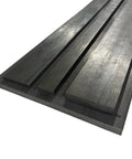 Close-up of 3/8 Inch By 1/2 Inch By 26 Inch 1018 Steel Flat Bar Cold Finished for DIY projects and industrial use