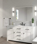 Modern bathroom with 1-Handle Shower Trim Kit With Multi-Function Shower Head System Featuring 5 Spray Modes, Tuscan Bronze Finish