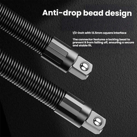 One Half Inch Flexible Shaft Extension For Tight Spots, 360 Degree Flex Reach Socket Ratchet Wrench Connecting Rod close-up anti-drop