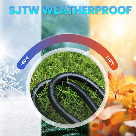 Compact 16 AWG 13A Power Extension Cord 1ft Built Tough Short Cable, 3 Prong Male To Female, Outdoor Safe on grass