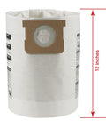 Disposable Filter Bags For Dry Pick Up Only Fits 10 To 14 Gallon Vacuums Three Pack Non Hazardous Materials, 12 inches tall bag.