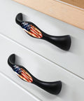4 Piece Kitchen Cabinet Knobs And Pulls Set With Dope American Flag Fireworks Independence Design For Cabinets And Doors Easy To Install Rust Resistant ABS And Glass Hardware With Stainless Steel Screws on white drawers