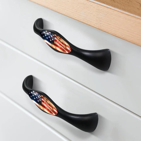 4 Piece Kitchen Cabinet Knobs And Pulls Set With Dope American Flag Fireworks Independence Design For Cabinets And Doors Easy To Install Rust Resistant ABS And Glass Hardware With Stainless Steel Screws on white drawers