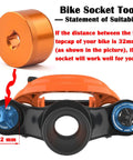 Orange 32mm 3/8 Drive Fork Topcap Socket For Fox 36 38 40 Series Mountain Bike Forks, Flat No Slip Design shown near fork