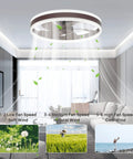 Compact 16 Inch Ceiling Fan With Lights And Remote App Control For Bedroom Or TV Room Low Profile Flush Mount in living room