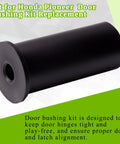 8 Piece Door Bushing Kit For Pioneer UTV Doors, cylindrical black bushing, heavy-duty plastic, close-up view.