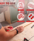 Man using Carbide Blades Edge Banding Trimmer Hand Planer For Burr Removal And Edge Trim Wood Scraper Tool For PVC ABS Melamine Edges Durable Easy Cut Red Finish on wood edge