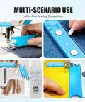 3 In 1 Needle Threader And Seam Ripper For Sewing Machines, fast threading tool with alignment guide, magnetic back, built in ruler in use