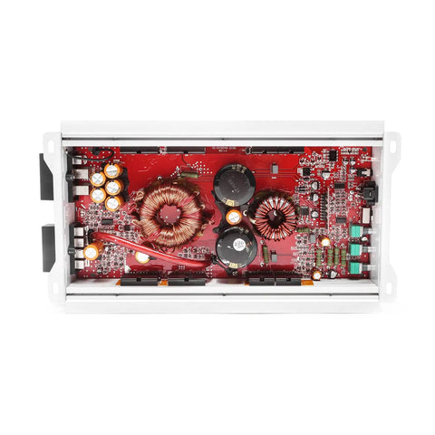 Internal view of 800 Watt Monoblock Class D Marine Subwoofer Amplifier with waterproof coating and rust proof case, circuit board details