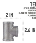Three Quarter Inch Black Malleable Iron Tee Fittings Set Of Eight For DIY Plumbing And Furniture Projects Strong Support