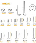 Diagram of Stainless Steel M3 Button Head Socket Cap Screws Bolts Nuts And Flat Washers 570 Piece Assortment Kit With 11 Lengths