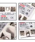 Close-up of Set Of 3 40A Solid State Relay Module With 3-32V DC Input And 24-380V AC Output For Temperature Controllers