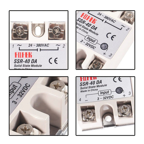 Close-up of Set Of 3 40A Solid State Relay Module With 3-32V DC Input And 24-380V AC Output For Temperature Controllers