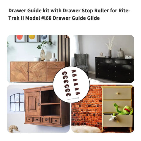 Kickass Heavy Duty Drawer Slides Rite Trak II Replacement Center Rail Furniture Glides set with drawer stop roller for L68.