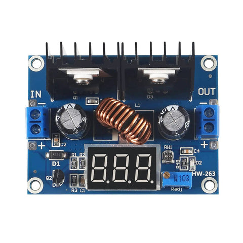 Front view of Three Pack 8A Step Down Buck Converter Voltage Regulator Module With Digital PWM LED Display, Adjustable Input 4 To 40V And Output 1.25 To 36V