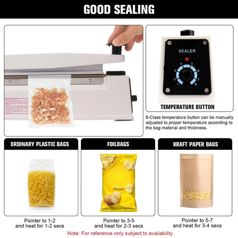 16 Inch Heavy Duty Manual Impulse Sealer With Extended 3mm Seal Strip sealing various bag types and control panel