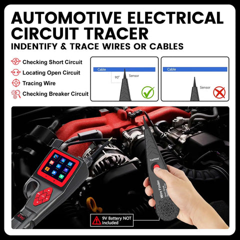 Pro Grade Power Circuit Probe Kit For Cars With Oscilloscope Mode 9 To 30V Range Automotive Circuit Tester interface in use