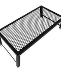 Foldable Portable Campfire Grill With Legs Made From Heavy Duty 304 Stainless Steel viewed from top, showing mesh surface.