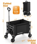 3 In 1 Collapsible Wagon That Converts To Bench, 220Lb Foldable Wagon Cart With Wheels, 120L Grocery Hauler, Black