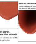 Close-up of Premium 15x15 Inch Silicone Heat Press Pad Mat 0.3 Inch Thick Red Easy Press Pad Replacement For Heat Press Machine