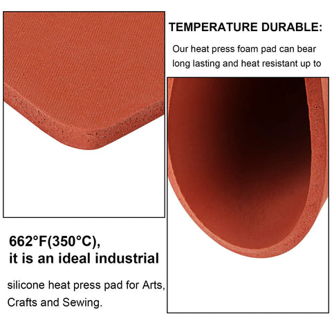 Close-up of Premium 15x15 Inch Silicone Heat Press Pad Mat 0.3 Inch Thick Red Easy Press Pad Replacement For Heat Press Machine