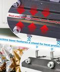 8 Inch Heat Sealer For Mylar And Kraft Paper Bags with dual-side heating, shown sealing snack bags; heavy duty home kitchen tool.