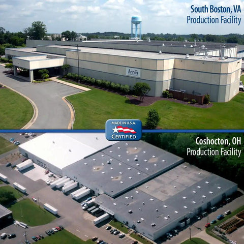 Aerial view of Annin Flagmakers production facilities in South Boston, VA, and Coshocton, OH, where Washington State Flags are made.