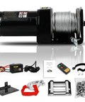 Beefy 2000 Lb Electric Winch For ATVs And UTVs 12V DC Waterproof Steel Rope Winch Kit With Wireless Remote and accessories