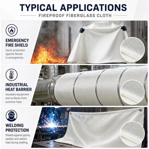 Fireproof Fiberglass Welding Cloth for pipes and equipment used as fire shield, heat barrier, and welding protector
