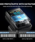 Close-up of 2D Bluetooth Ring Barcode Scanner with screen showing date and time, 1 inch color display for hands-free scanning.