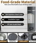 Travel Electric Kettle With 6 Temperature Presets, LCD Display, 304 Stainless Steel, 450ml Capacity, Auto Shutoff And Boil Dry Protection, Ultra Compact Portable Kettle For Home Or Travel Gray