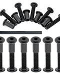 25 Piece M8x40mm Black Furniture Bolts And Cabinet Connector Screws With Barrel Nuts Kit includes steel bolts and drive tool.