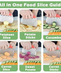 Suuker large stainless steel crinkle cutter for vegetables; slices potatoes, carrots and cucumbers into crinkle cuts.