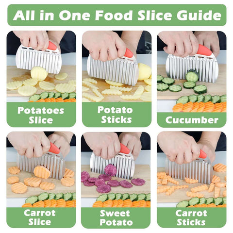 Suuker large stainless steel crinkle cutter for vegetables; slices potatoes, carrots and cucumbers into crinkle cuts.
